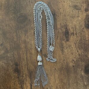 Monet Elegant Silver Tassel Necklace